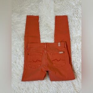 7 For All Mankind Guinevere Skinny Jeans Orange Rust Stretch Denim Women’s 26